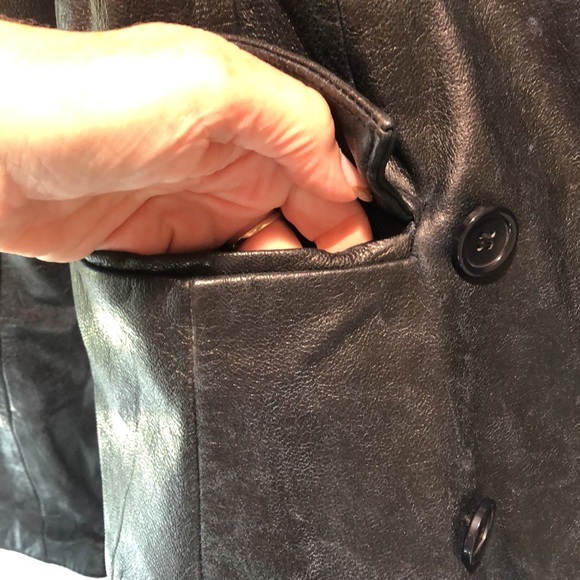 INC international Concepts black leather military style double breast jacket M - Picture 5 of 8